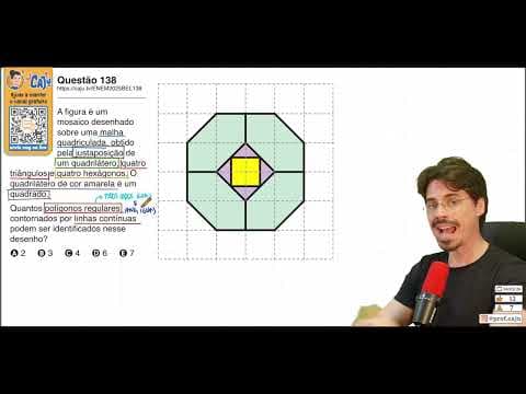 Thumbnail da aula: [ENEM 2025 Belém] 138 📘 GEOMETRIA PLANA A figura é um mosaico desenhado sobre uma malha quadriculada