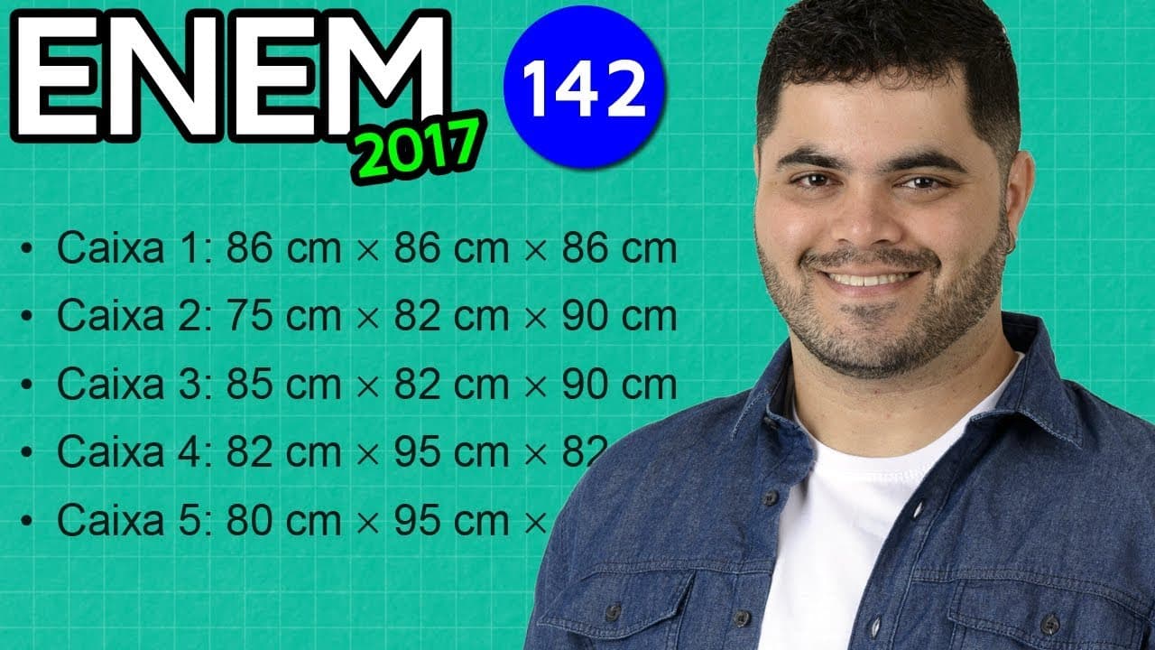 Thumbnail: 🔥 ENEM 2017 Matemática #07 👉 Geometria Espacial e Cálculo de Volume do Cubo e do Paralelepípedo