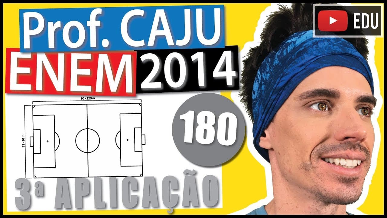 Thumbnail: [ENEM 2014 3Ap] 180 📓 GEOMETRIA PLANA A forma e as dimensões de um campo de jogo para o futebol são