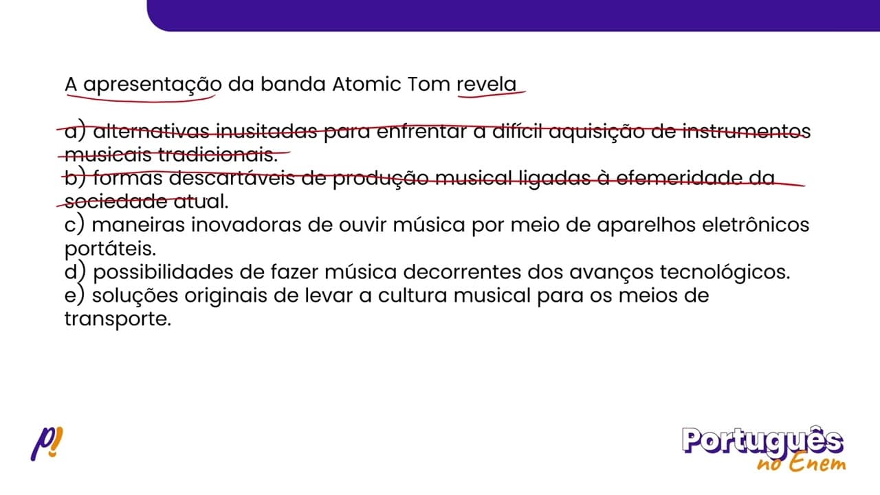 Thumbnail: ENEM DIGITAL 2020 - INTERPRETAÇÃO E INFERÊNCIA DE TEXTOS | Durante cinco minutos, a banda norte...