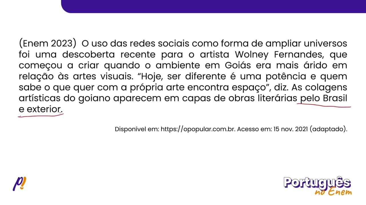Thumbnail: ENEM 2023 - INTERPRETAÇÃO E INFERÊNCIA DE TEXTOS | O uso das redes sociais como forma de ampliar...