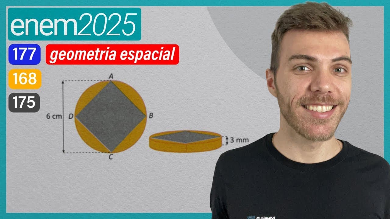 Thumbnail: ENEM 2025 - A figura ilustra o projeto visual para confecção de uma medalha comemorativa, com a