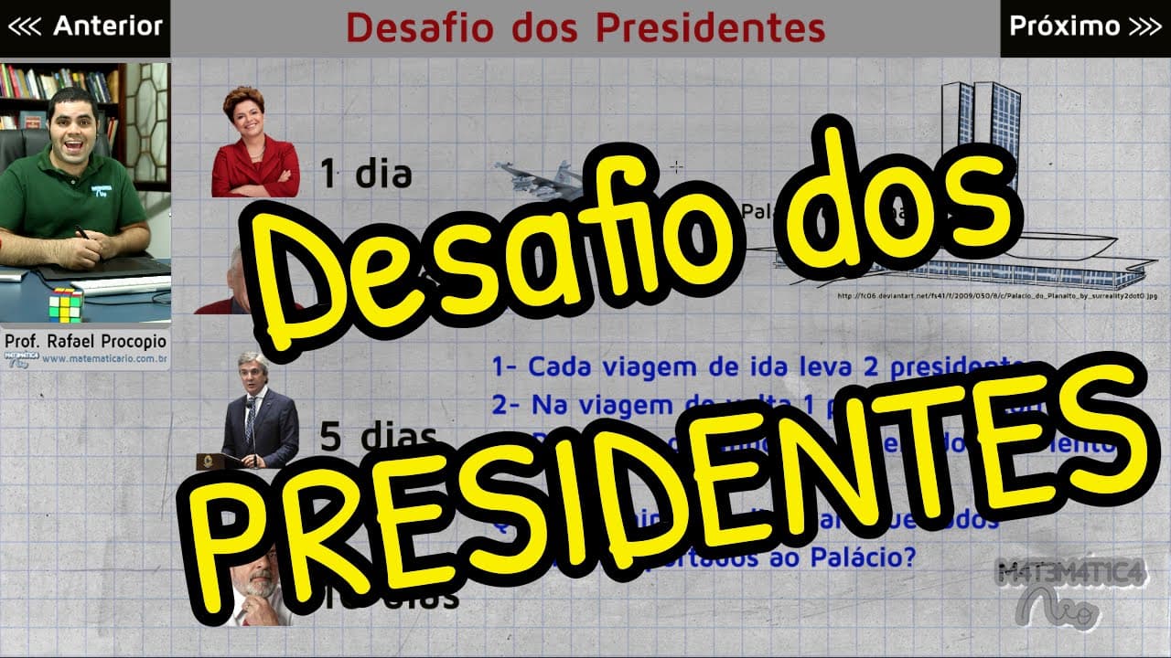 Thumbnail: DESAFIO DOS PRESIDENTES - Qual o Tempo Mínimo de Viagem ao Palácio do Planalto?