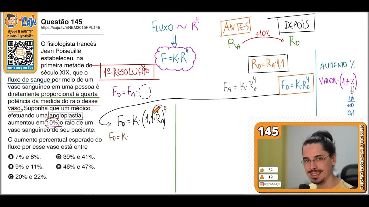 Thumbnail: [ENEM 2015 PPL] 145 📘 --- O fisiologista francês Jean Poiseuille estabeleceu, na primeira metade do