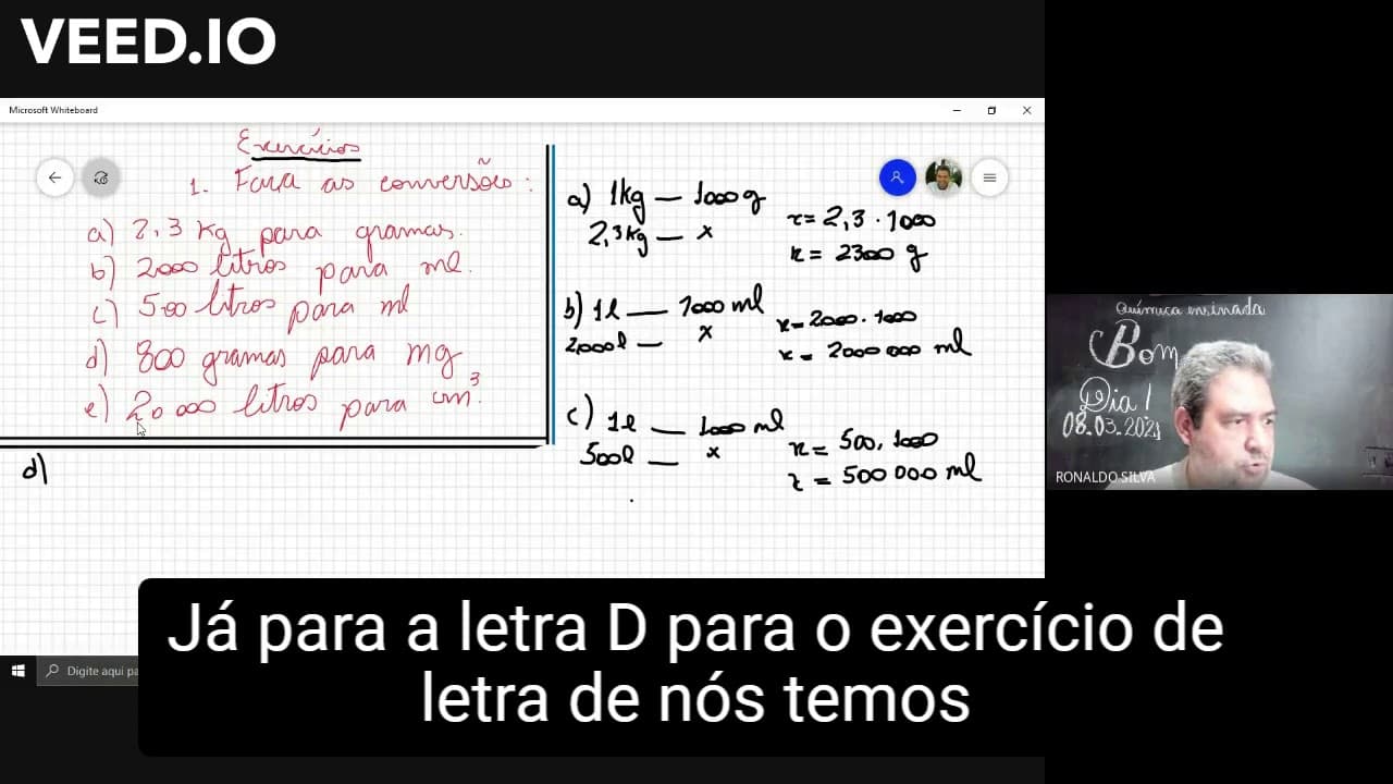 Thumbnail: Calculando massa e volume com legendas.