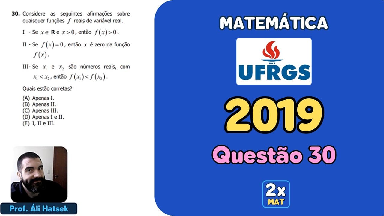 Thumbnail: Resolução Matemática UFRGS 2019 - Questão 30 | Matemática em Dobro