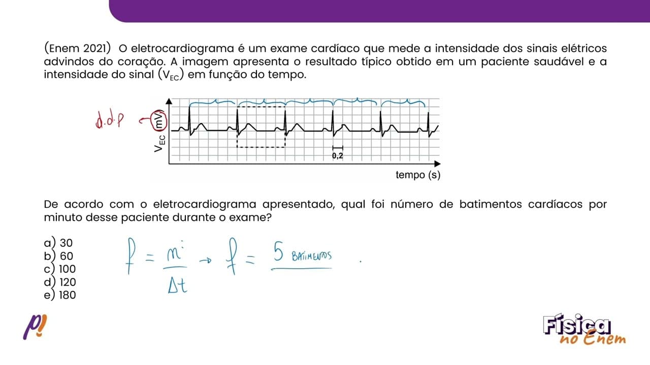 Thumbnail: ENEM 2021 - OSCILAÇÕES E ONDULATÓRIA | O eletrocardiograma é um exame cardíaco que mede a...