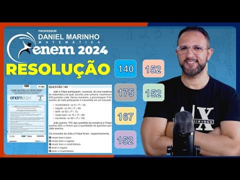 Thumbnail da aula: 🔴 RESOLUÇÃO DO ENEM 2024 | MATEMÁTICA | CADERNO AZUL - Questão 140