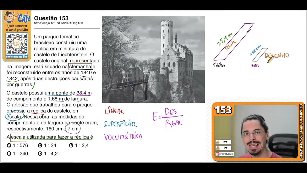 Thumbnail: [ENEM 2021] 153 📘 ESCALA Um parque temático brasileiro construiu uma réplica em miniatura do castelo