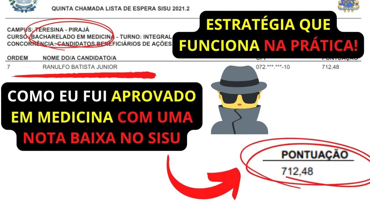 Thumbnail: COMO PASSAR EM MEDICINA COM A NOTA BAIXA | PASSEI EM MEDICINA COM 712,48
