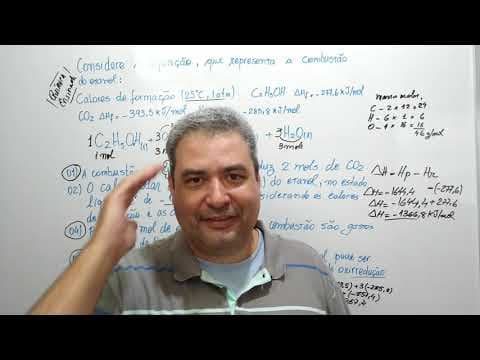 Thumbnail da aula: Considere a equação de combustão do etanol. O que é Calor de Formação? Variação da entalpia.