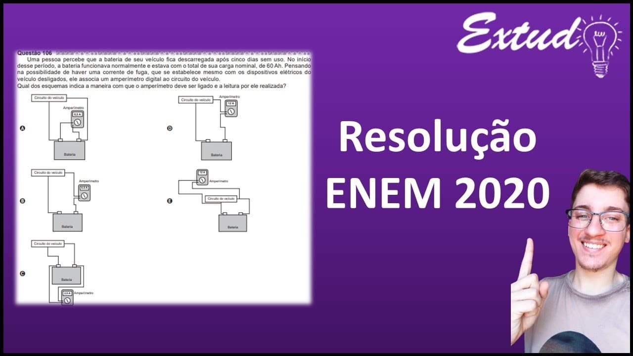 Thumbnail: RESOLUÇÃO ENEM 2020 -  Uma pessoa percebe que a bateria de seu veículo fica descarregada após [...]