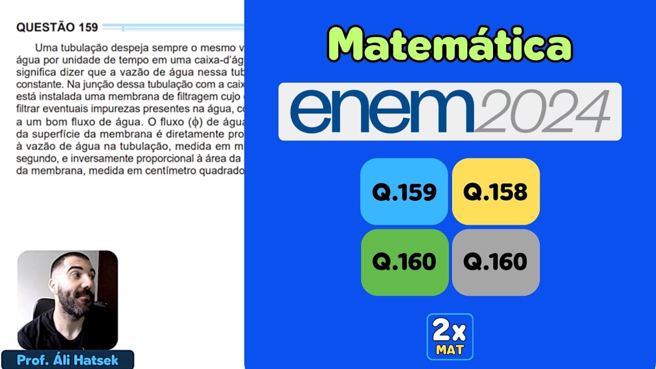 Thumbnail: Resolução Matemática ENEM 2024 - Questão 159 - Caderno Azul | Uma tubulação despeja sempre o mesmo