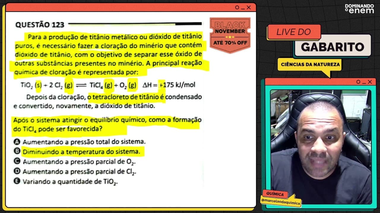 Thumbnail: ENEM 2025: "Para a produção de titânio metálico ou dióxido de titânio puros, é necessário fazer a