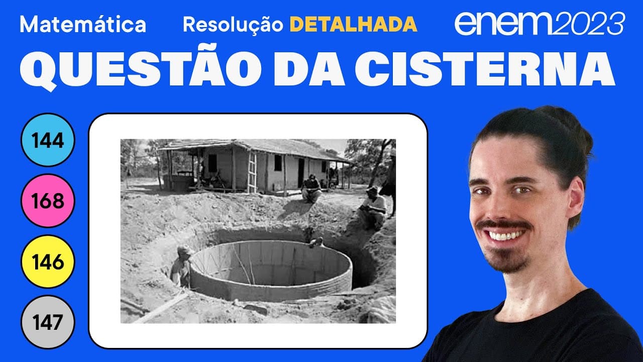 Thumbnail: 🔵 Questão da cisterna: ENEM 2023 Matemática (Detalhada) - Cilindros