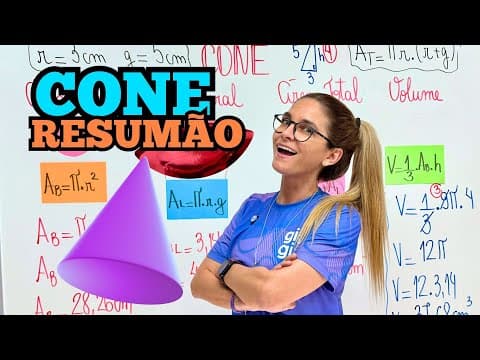 Thumbnail da aula: CONE: RESUMÃO COMPLETO de ÁREA e VOLUME