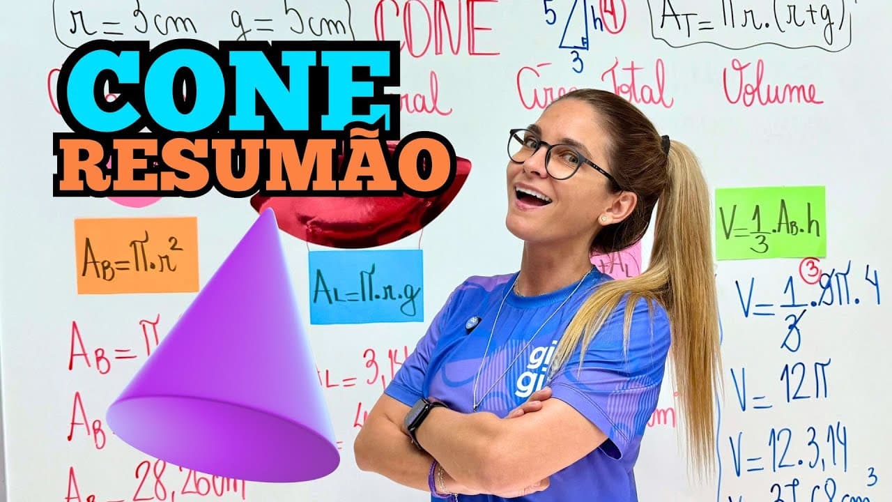 Thumbnail: CONE: RESUMÃO COMPLETO de ÁREA e VOLUME