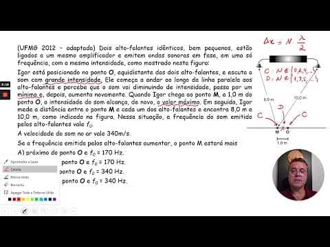Thumbnail da aula: UFMG: Dois alto-falantes idênticos, bem pequenos, estão ligados a um mesmo amplificador e emitem ...