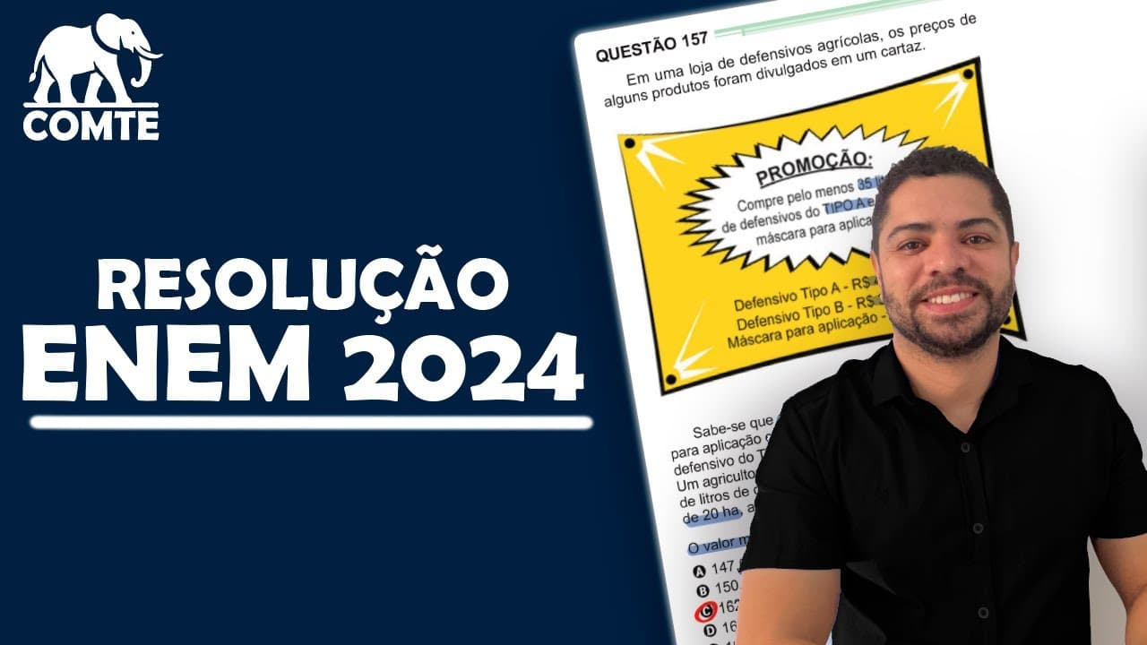 Thumbnail: Questão 157 | Prova Verde ENEM 2024 | Em uma loja de defensivos agrícolas, os preços de alguns