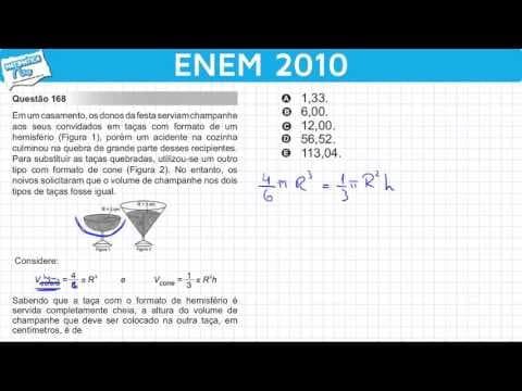 Thumbnail da aula: ENEM 2010 Matemática #33 - Volume da Esfera e Volume do Cone