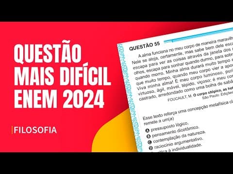 Thumbnail da aula: QUESTÃO DE FILOSOFIA MAIS DIFÍCIL DO ENEM 2024 | Proenem