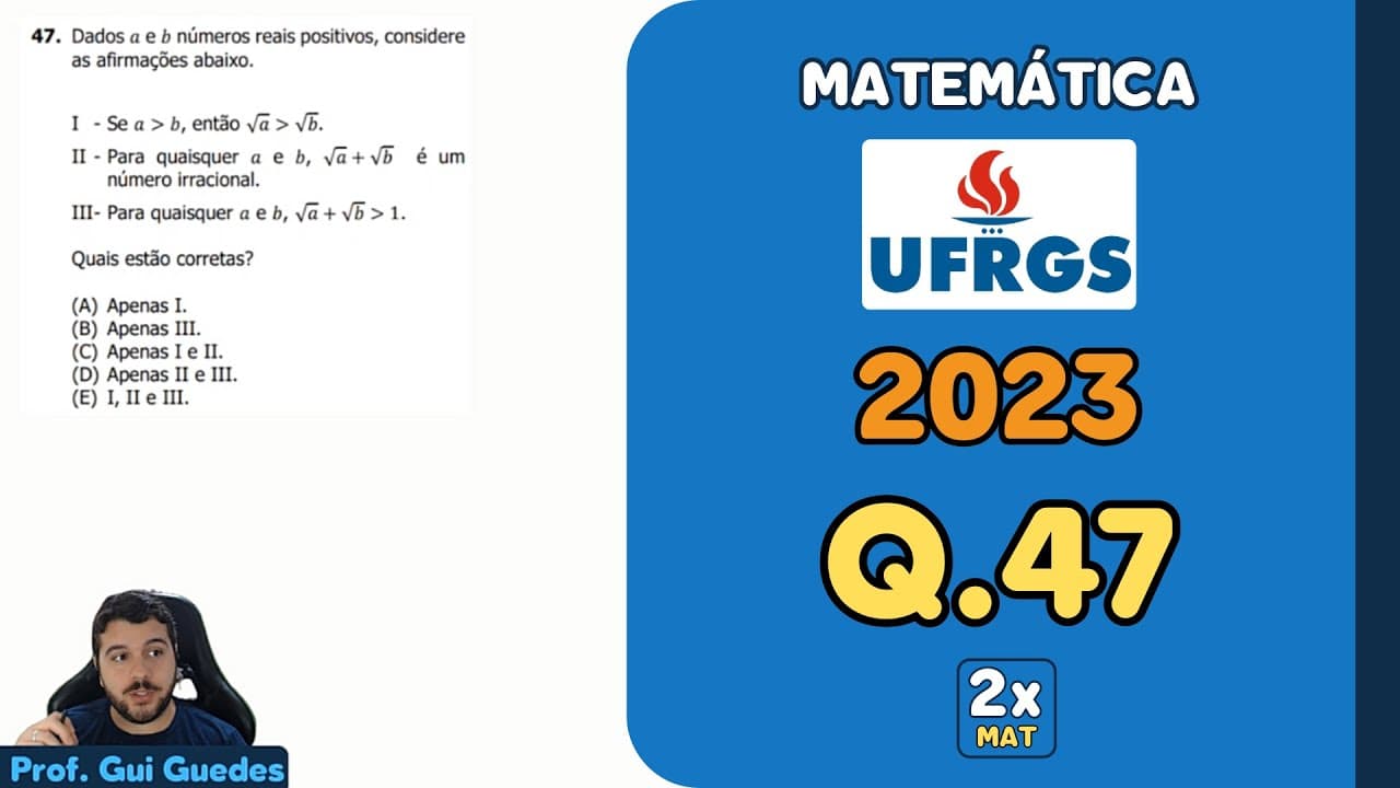 Thumbnail: Resolução Matemática UFRGS 2023 - Questão 47 | Matemática em Dobro