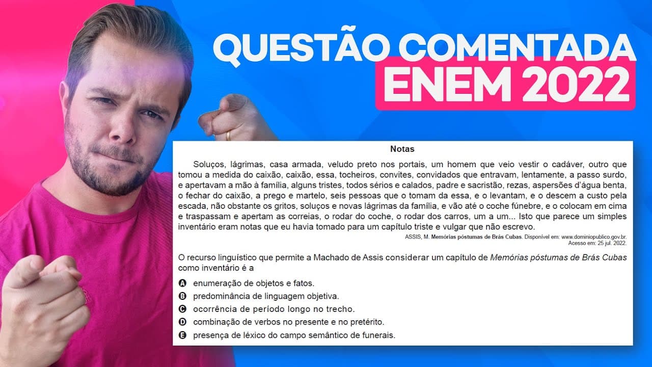 Thumbnail: Questão ENEM 2022: Machado de Assis e o Capítulo como Inventário