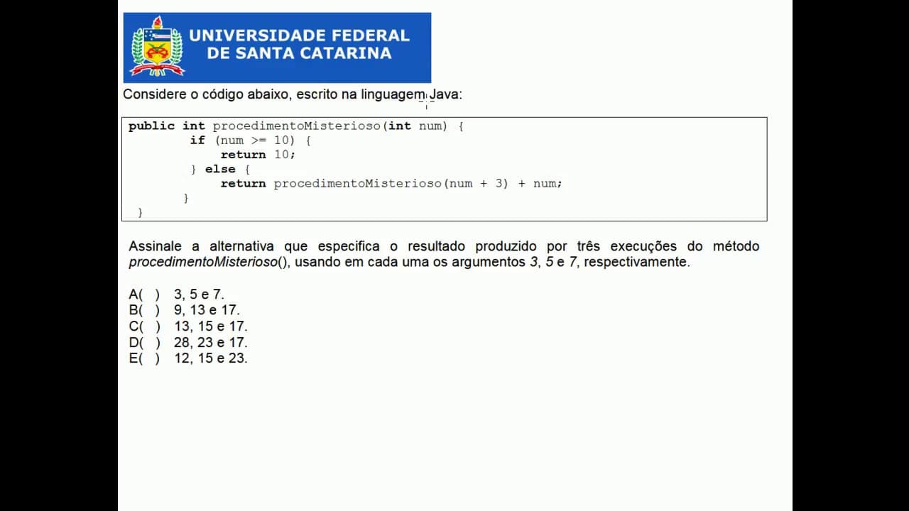 Thumbnail: QCOM | UFSC - ALGORITMO EM JAVA - TÉCNICO TI 2018