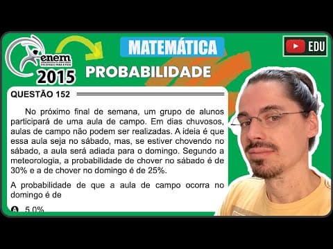 Thumbnail da aula: [ENEM 2015 PPL] 152 📘 PROBABILIDADE No próximo final de semana, um grupo de alunos participará de