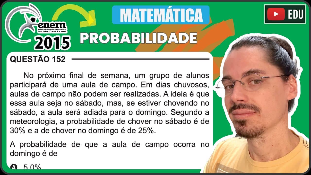 Thumbnail: [ENEM 2015 PPL] 152 📘 PROBABILIDADE No próximo final de semana, um grupo de alunos participará de
