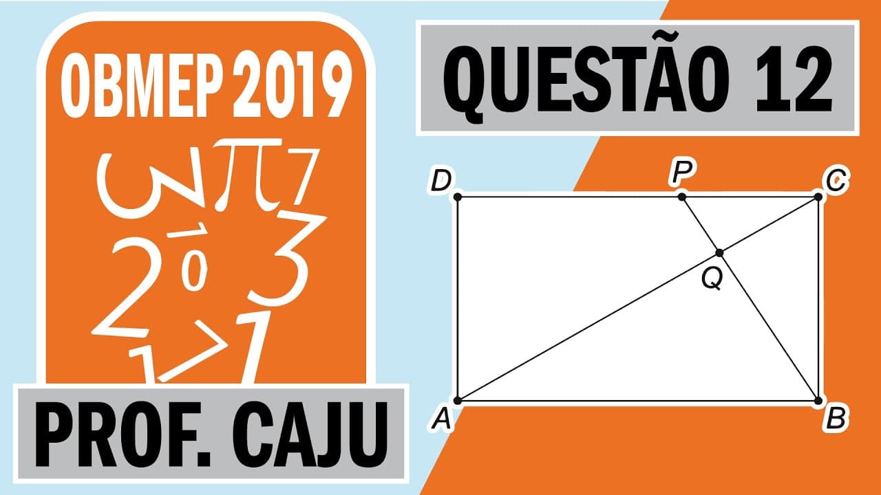 Thumbnail: 🥇 OBMEP 2019 🥇Questão 12 1ª Fase Nível 3 -Sabendo que as áreas dos triângulos BCQ e QCP da figura