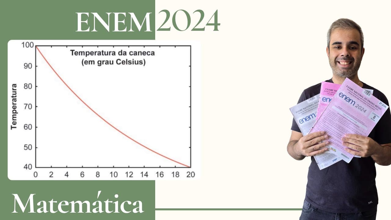 Thumbnail: ENEM 2024 - Uma caneca com água fervendo é retirada de um forno de micro-ondas. A temperatura T em
