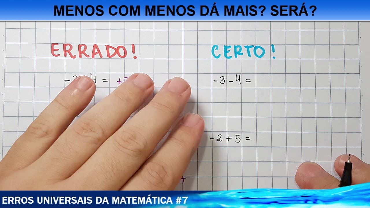 Thumbnail: ☑️ MENOS COM MENOS DÁ MAIS!!?? - Erros universais VIII - Regra dos sinais