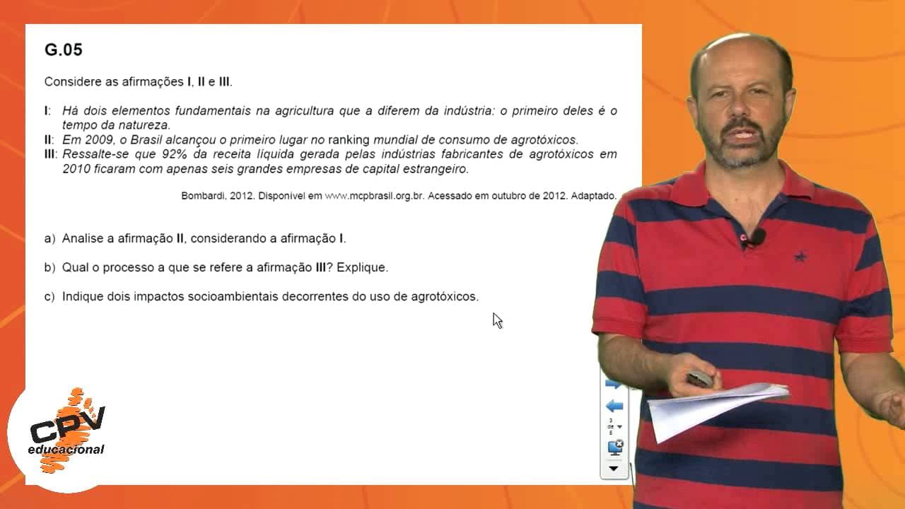 Thumbnail: Geografia 2, 5 e 6 - Fuvest 2013 - 2ª fase - 3º Dia