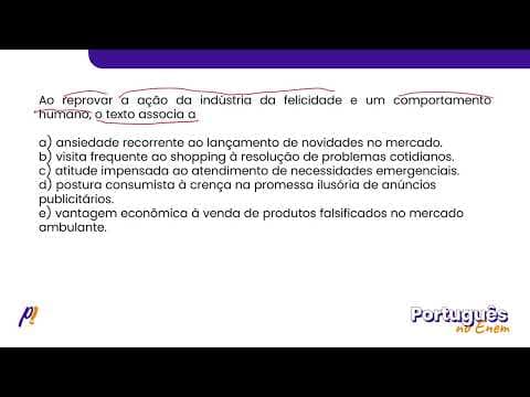 Thumbnail da aula: ENEM DIGITAL 2020 - INTERPRETAÇÃO E INFERÊNCIA DE TEXTOS | Indústria cultural da felicidade...