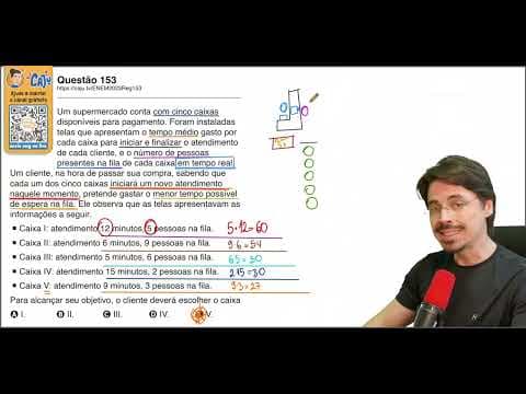 Thumbnail da aula: [ENEM 2023] 153 📘 MULTIPLICAÇÃO Um supermercado conta com cinco caixas disponíveis para pagamento.