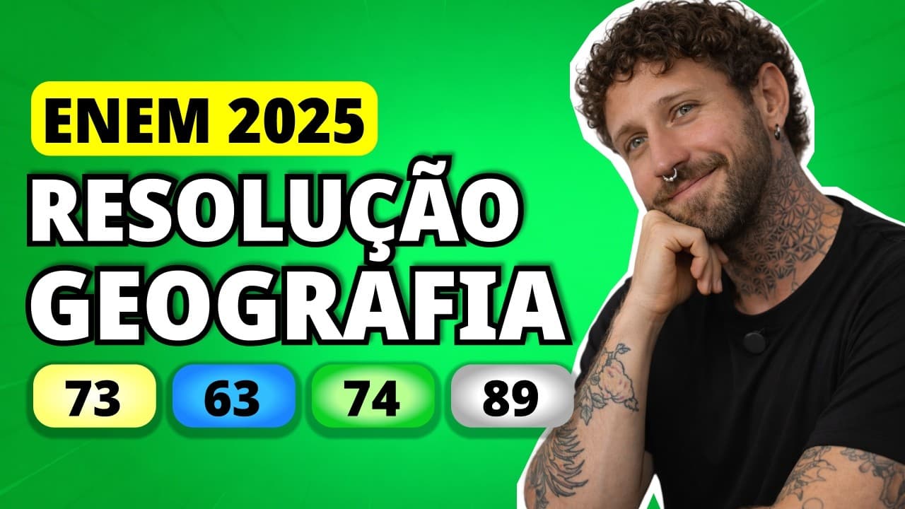 Thumbnail: ENEM 2025 GEOGRAFIA – Questão 73 | Produção e exportações brasileiras no ranking mundial em 2019