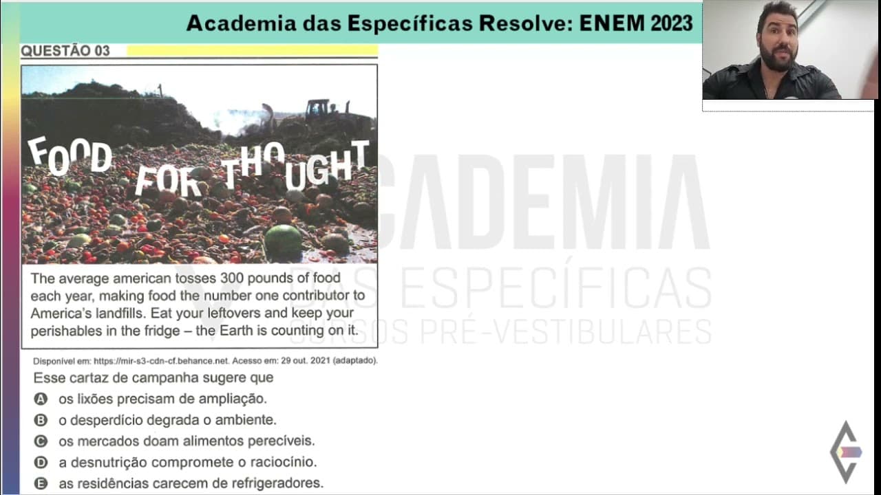 Thumbnail: Resolução ENEM 2023 - Caderno Amarelo - Questão 03 Inglês - Gabarito B