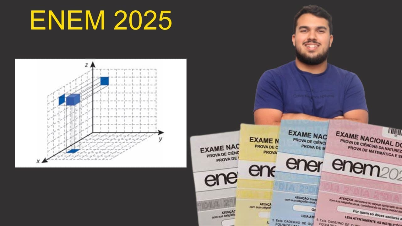 Thumbnail: ENEM 2025 - Em um jogo de computador, um cubo se encontra inicialmente posicionado conforme indicado