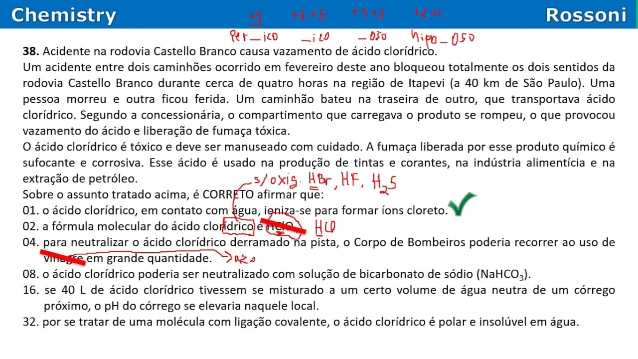 Thumbnail: UFSC 2015 Q38 - acidente com ácido clorídrico