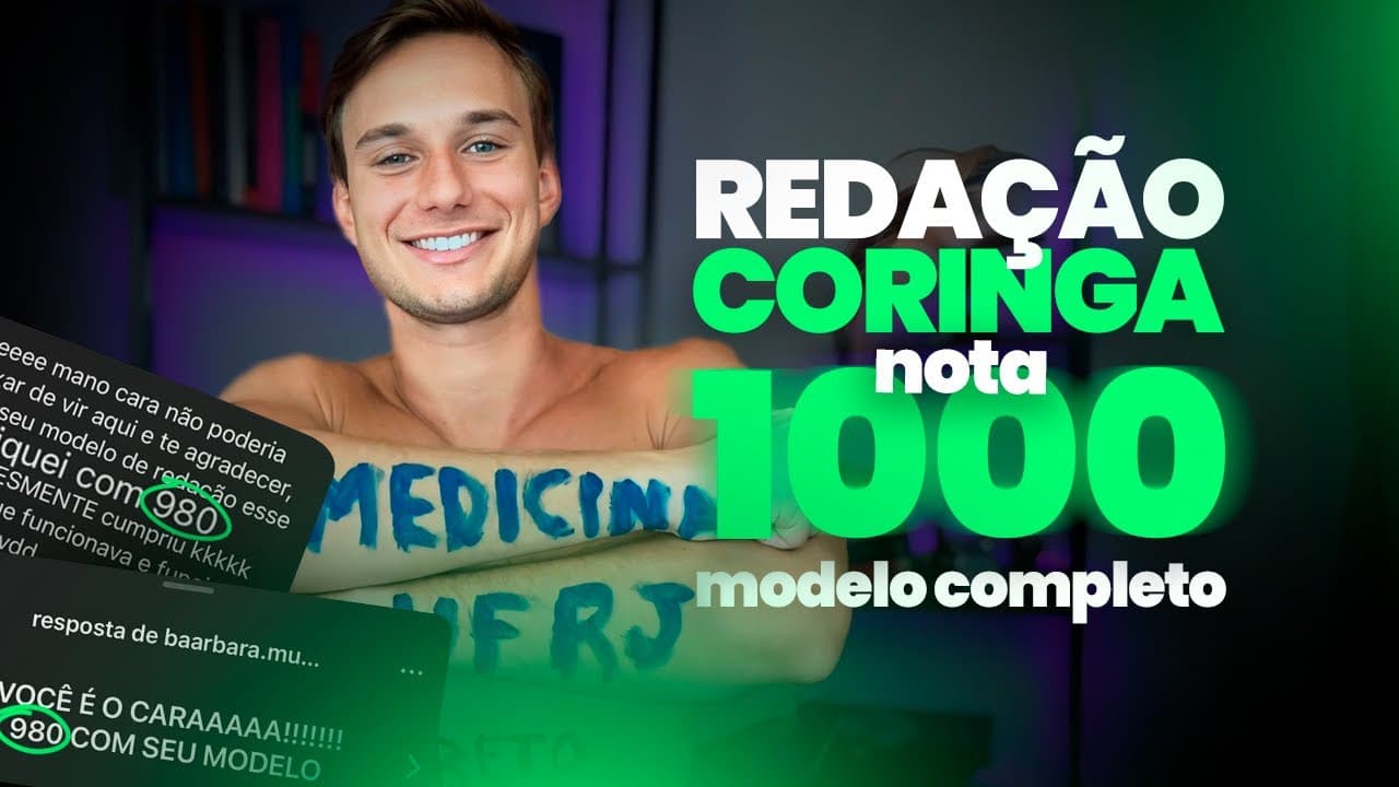 Thumbnail: MODELO DE REDAÇÃO CORINGA PARA O ENEM 2024 (ATUALIZADO)