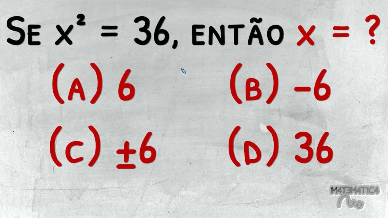 Thumbnail: POLÊMICA: Se x² = 36, então x = ?