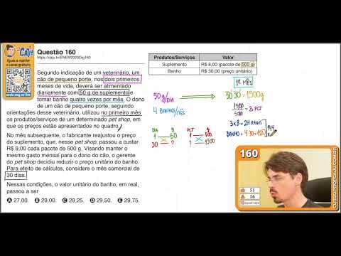 Thumbnail da aula: [ENEM 2020 DIG] 160 📘 ÁLGEBRA Segundo indicação de um veterinário, um cão de pequeno porte, nos dois