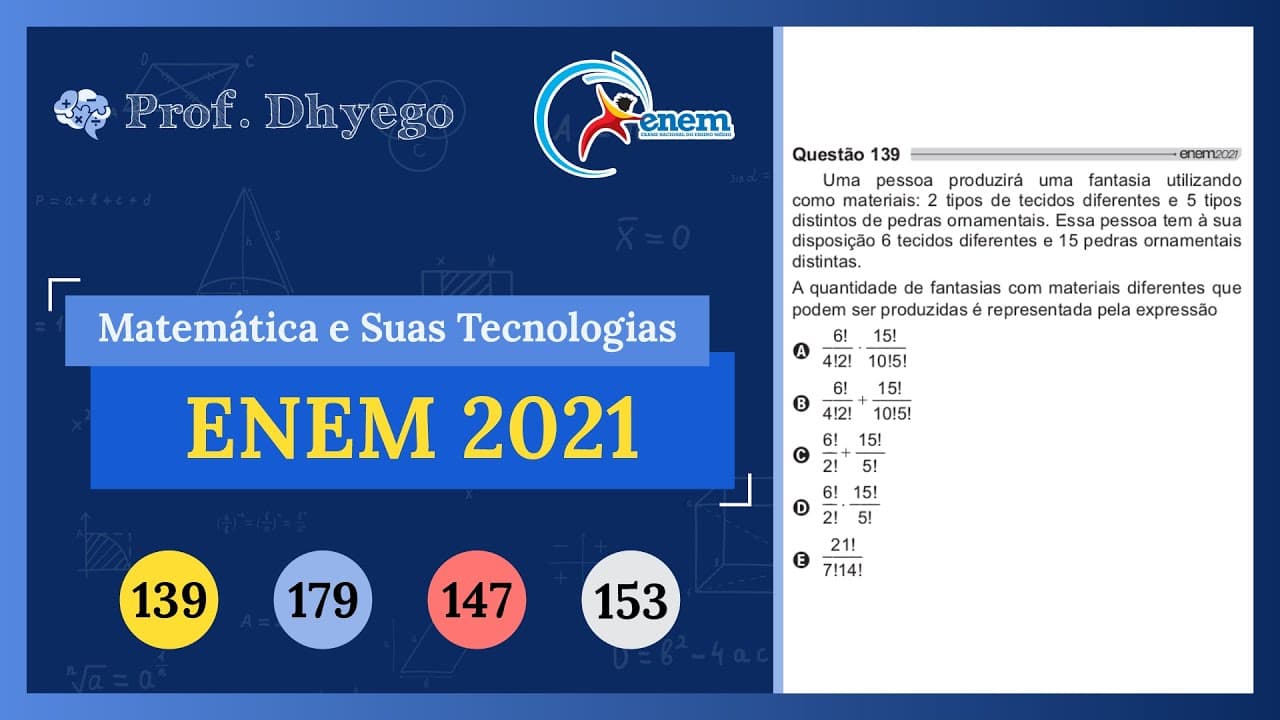 Thumbnail: Uma pessoa produzirá uma fantasia utilizando como materiais: 2 tipos de tecidos diferentes e 5 tipos
