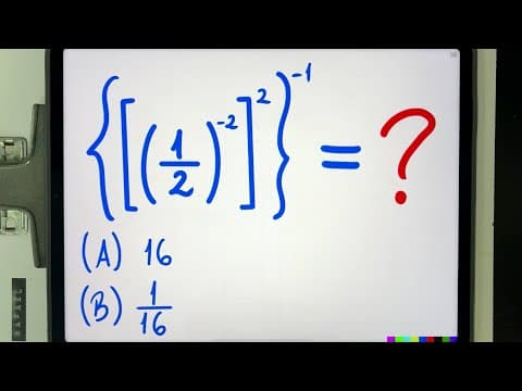 Thumbnail da aula: 😱 {[(1/2)^-2]^2}^-1 = ??? Potência de Potência SINISTRA para Desbugar a sua Mente! Você Consegue?