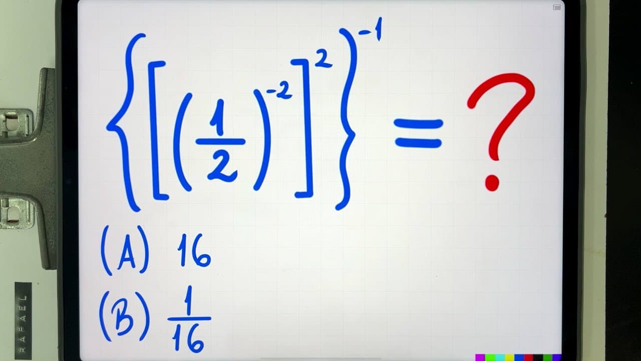 Thumbnail: 😱 {[(1/2)^-2]^2}^-1 = ??? Potência de Potência SINISTRA para Desbugar a sua Mente! Você Consegue?
