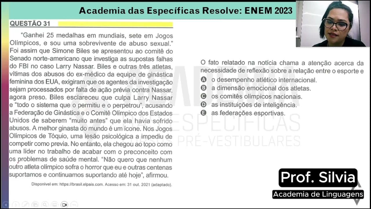 Thumbnail: Resolução Enem 2023 Caderno Amarelo Questão 31 - Gabarito B