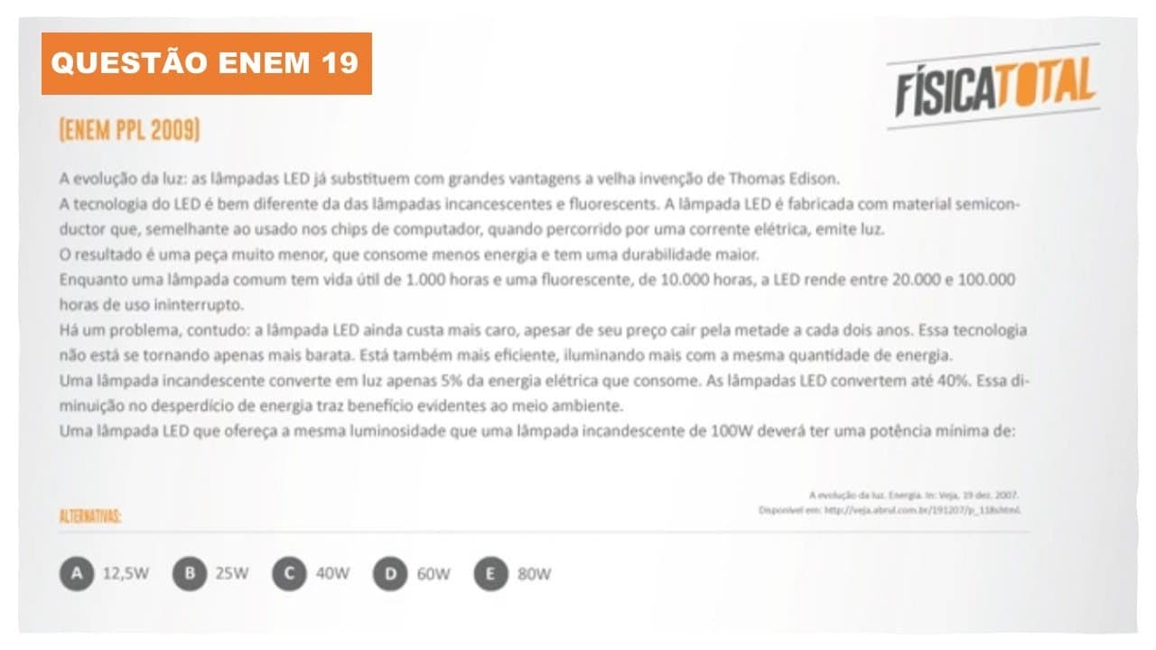 Thumbnail: Lista 03 EXEMPLO 19 Potência Elétrica | Lâmpada LED