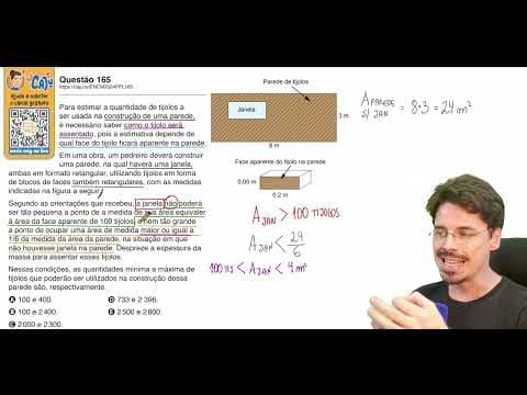 Thumbnail da aula: [ENEM 2024 PPL] 165 📘 GEOMETRIA PLANA Para estimar a quantidade de tijolos a ser usada na construção