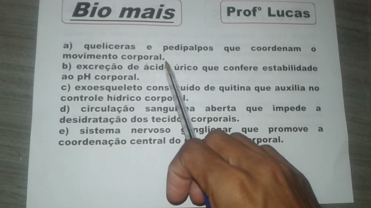 Thumbnail: (ENEM 2020) Aranhas, escorpiões, carrapatos e ácaros são representantes da classe dos Aracnídeos...
